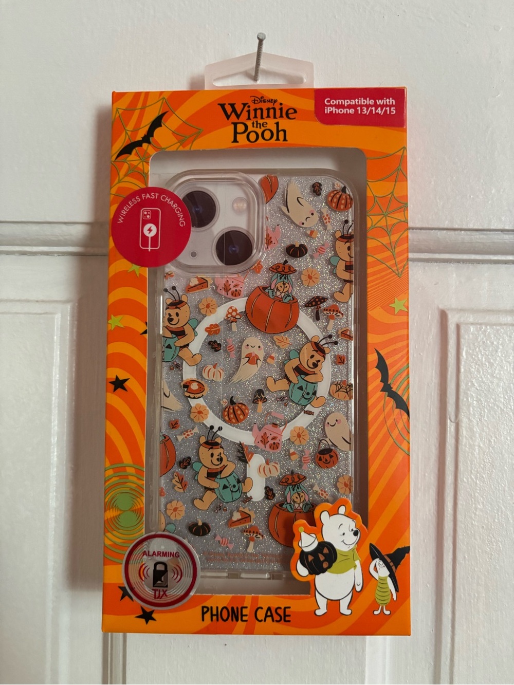 Disney Winnie the Pooh Halloween Clear Glitter Phone Case - Orange & Silver